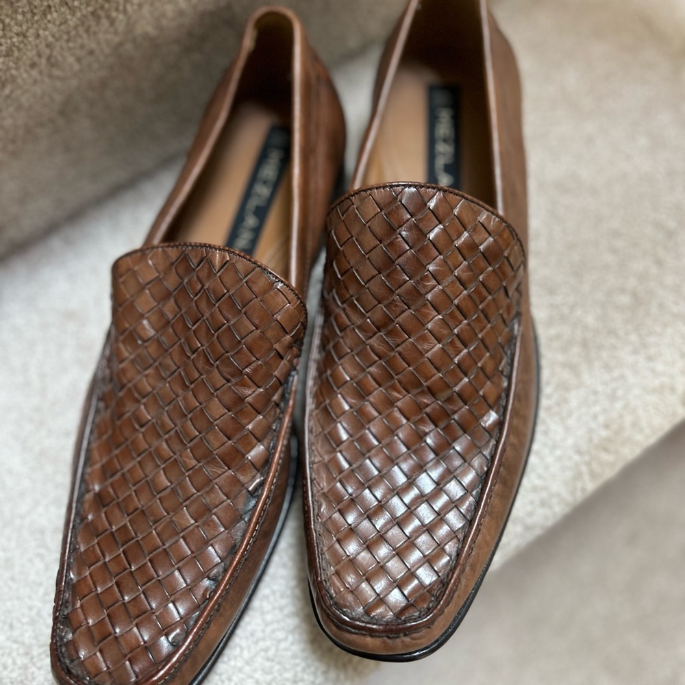 Men’s Mezlan Brown Leather Loafers with Intricate Weaving 🆕 - Picture 12 of 12
